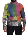 DOLCE & GABBANA DOLCE & GABBANA MULTICOLOR TURTLENECK PULLOVER MOHAIR MEN'S SWEATER