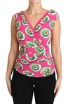 Dolce & Gabbana Pink Silk Stretch Sicilian Cake Top In Pink