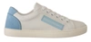 DOLCE & GABBANA DOLCE & GABBANA WHITE BLUE LEATHER LOW TOP SNEAKERS WOMEN'S SHOES
