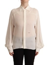 DSQUARED² DSQUARED² OFF WHITE SILK LONG SLEEVES COLLARED BLOUSE WOMEN'S TOP