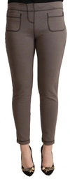 John Galliano Gray Cotton Mid Waist Stretch Leggings Cropped Pants In Gray