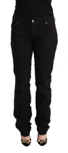 Just Cavalli Black Mid Waist Denim Cotton Skinny Jeans In Black