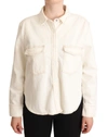 Levi's White Cotton Collared Long Sleeves Button Down Polo Top In White