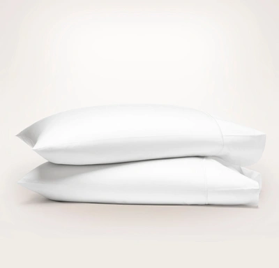 Boll & Branch Organic Signature Embroidered Pillowcase Set In White/mineral