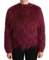 Patrizia Pepe Bordeaux Modacrylic Long Sleeves Pullover Jacket In Bordeaux