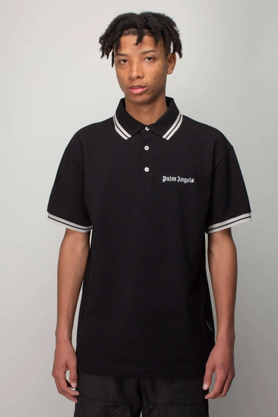 Palm Angels Embroidered Logo Shirt In Black,white
