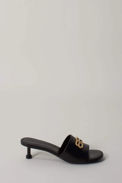 Balenciaga Groupie Sandals In Black/gold Vintage