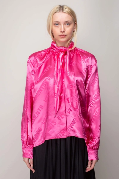 Vetements Monogram Scarf Blouse In Rose-pink