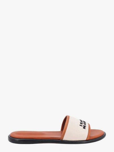 Isabel Marant Vikee Logo-embroidered Canvas And Leather Slides In Brown