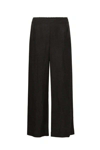 Anemos The Keaton Wide Leg Pant In Linen Cupro In Black