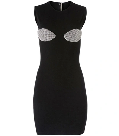 Christopher Kane Crystal-embellished Jersey Mini Dress In Organic Jersey Black