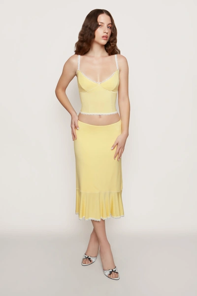 Danielle Guizio Ny Dainty Lace Camisole In Pale Yellow