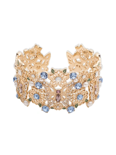 Marchesa Gold-tone Blue Multi Butterfly Drama Cuff Bracelet