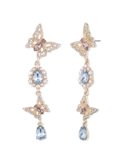 Marchesa Gold-tone Blue Multi Butterfly Linear Earrings