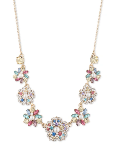 Marchesa Fresh Florals Crystal Cluster Frontal Necklace In Multi