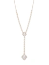 Marchesa Gold-tone Pave & Imitation Pearl Flower Lariat Necklace, 16" + 3" Extender In Gold