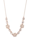 Marchesa Rose Gold-tone Crystal & Imitation Pearl Cluster Flower Statement Necklace, 16" + 3" Extender In Rose Gold