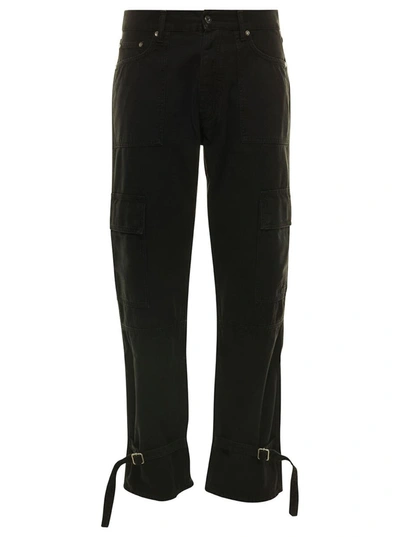 OFF-WHITE BLACK CARGO PANTS WITH ADJUSTABLE BUCKLES IN COTTON MAN