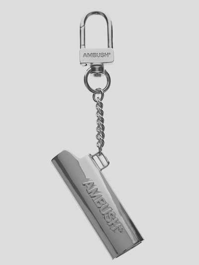 Ambush Logo Lighter Case Key Chain In Silver