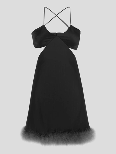 Amen Cut-out Feather-trim Minidress In Black
