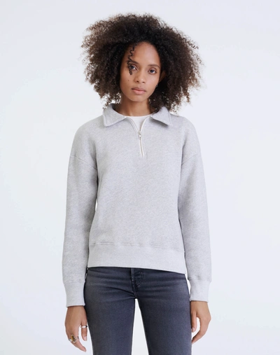 Re/done 70s Half Zip Sweatshirt In Heather Grey