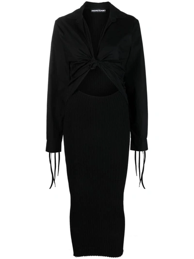 Andreädamo Cut-out Ribbed Dress In Black