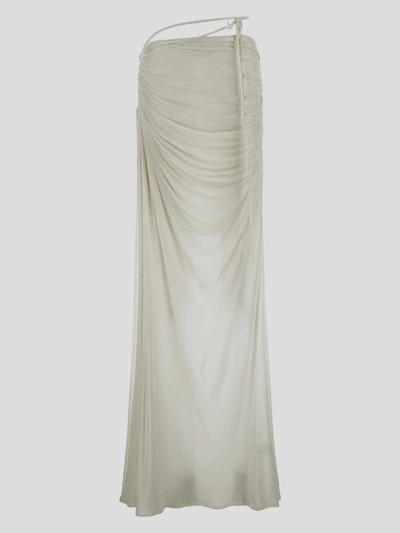 Andrea Adamo Andreadamo Ivory Long Skirt In <p>andreadamo Long Skirt In Ivory Viscose With Low Waist