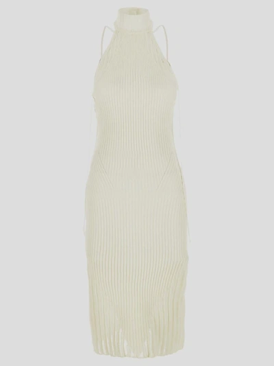 Andrea Adamo Andreadamo Ivory Ribbed Knit Midi Dress In White