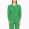 Art Essay Green Knitted Cardigan White Knitted Cardigan In Green
