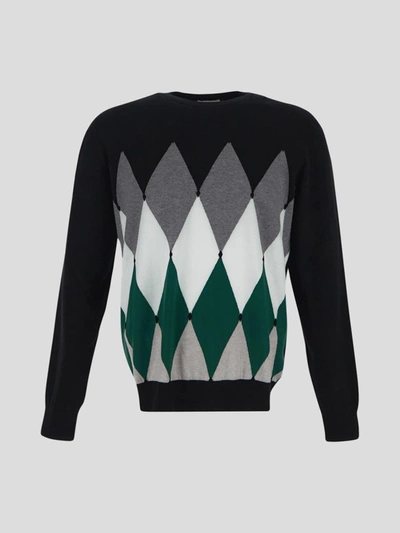 Ballantyne Geometric Pattern Sweater In Black