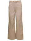 Palm Angels Beige Wide Pants With Concealed Fastening In Beige