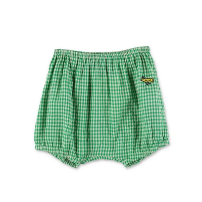 Bobo Choses Babies' Checked Shorts With  Embroidery In Green