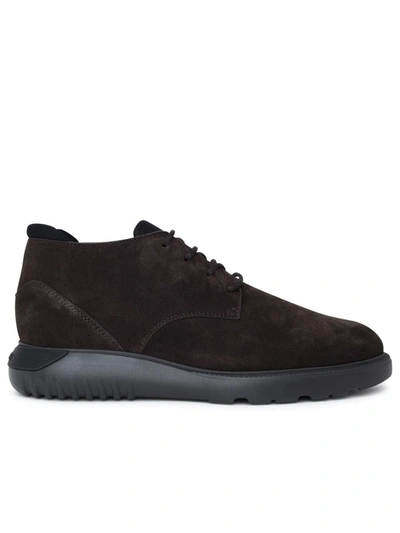 Hogan H600 Lace-up Almond-toe Desert Boots In Black