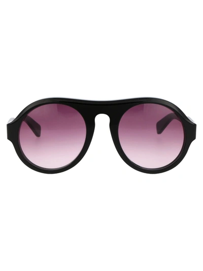 Chloé Pilot-frame Gradient-lens Sunglasses In 001 Black Black Red