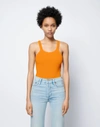 Re/done Ribbed Tank Bodysuit In Tangerine