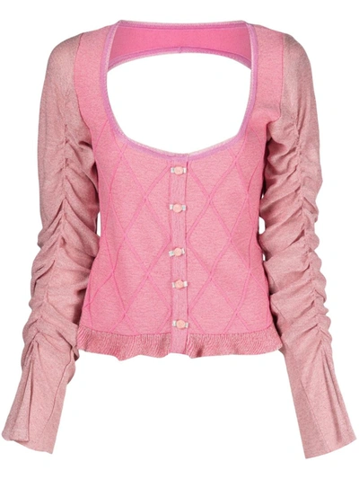 Cormio Cardigan With Ruffled Sleeve In Pink