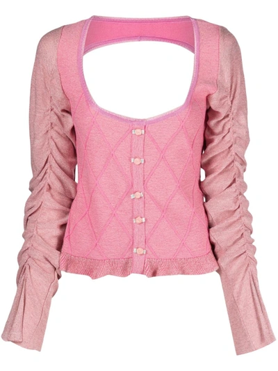 Cormio Elena Draped-sleeve Cardigan In Pink