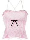 Cormio Heide Velvet-trimmed Pointelle-knit Metallic Cotton-blend Camisole In Pink &amp; Purple