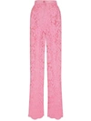 Dolce & Gabbana Floral Lace Tailored Trousers In Pink