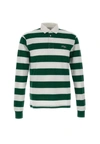 Drôle De Monsieur Stripe-print Long-sleeved Polo Shirt In Green