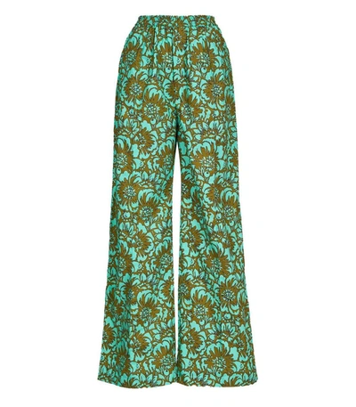 Essentiel Antwerp Dobby Green Wide Leg Trousers