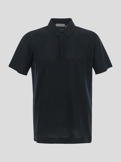 Goes Botanical Perforated Polo Shirt In Black