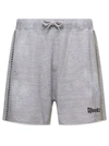 DSQUARED2 GREY BERMUDA SHORTS WITH STUDS DETAILING AND PAINT STAINS IN COTTON BLEND MAN