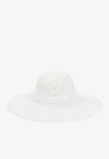 MAISON MICHEL BLANCHE HAT WITH TULLE RIBBON,1004074001-WHITE