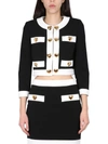 Moschino Cropped Jacket With Heart-shaped Buttons In Black