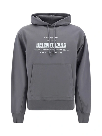 Helmut Lang Pullover Logo Spray Hoodie In Grey