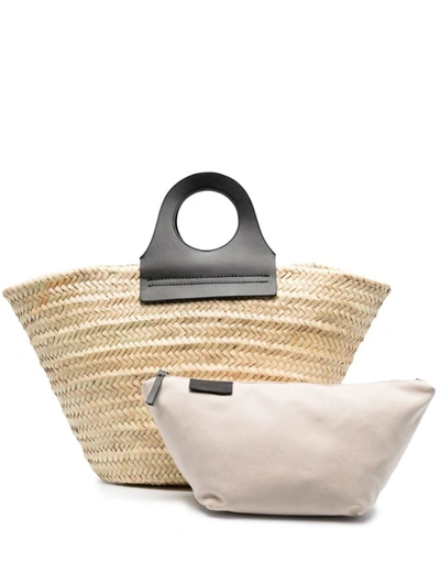 Hereu Cabas Woven-straw Tote Bag In Black