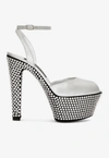 Dolce & Gabbana 90 Mirror-effect Rhinestone-embellished Platform Sandals In Metallic