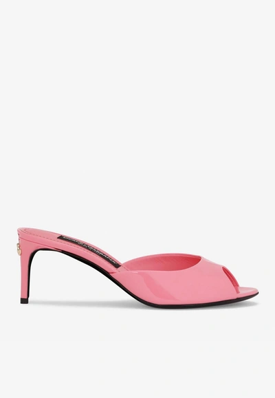 Dolce & Gabbana Logo-plaque Open-toe Mules In Pink