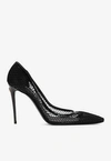 DOLCE & GABBANA 105 PUMPS IN MESH AND PATENT LEATHER,CD1767 AG883 8B956